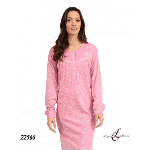 LYDIA CREATIONS nightgown woman pink cotton ΠΡΟΪΟΝΤΑ