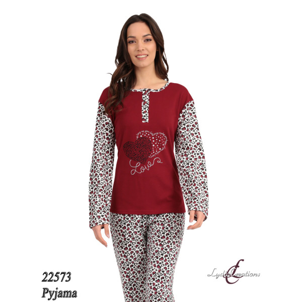 LYDIA CREATIONS ΠΥΖΑΜΑ ΓΥΝΑΙΚΕΙΑ ΒΑΜΒΑΚΕΡΗ 22573-1 ΓΚΡΕΝΑ ΚΑΡΔΟΥΛΕΣ ΠΡΟΪΟΝΤΑ