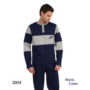 ΠΥΖΑΜΑ ΑΝΔΡΙΚΗ LYDIA CREATIONS MARIO UOMO ΒΑΜΒΑΚΕΡΗ  22618  μπλε ΠΡΟΪΟΝΤΑ