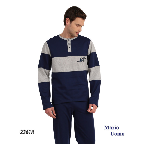 ΠΥΖΑΜΑ ΑΝΔΡΙΚΗ LYDIA CREATIONS MARIO UOMO ΒΑΜΒΑΚΕΡΗ  22618  μπλε ΠΡΟΪΟΝΤΑ