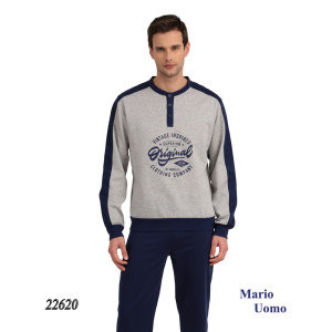 ΠΥΖΑΜΑ ΑΝΔΡΙΚΗ LYDIA CREATIONS MARIO UOMO ΒΑΜΒΑΚΕΡΗ  22620  γκρι-μπλε ΠΡΟΪΟΝΤΑ