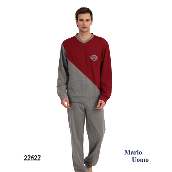 ΠΥΖΑΜΑ ΑΝΔΡΙΚΗ LYDIA CREATIONS MARIO UOMO ΒΑΜΒΑΚΕΡΗ  ΙΝΤΕΡΛΟΚ 22622 ανθρακι γκρενα ΠΡΟΪΟΝΤΑ