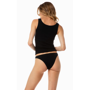 MINERVA Sleeveless Vest with Satin Binding black cotton 