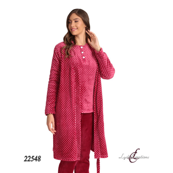 LYDIA CREATIONS ROBE fleece WOMAN MAROON 22548 ΠΡΟΪΟΝΤΑ