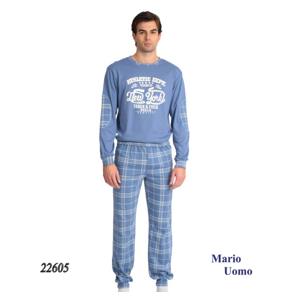ΠΥΖΑΜΑ  ΑΝΔΡΙΚΗ LYDIA CREATIONS MARIO UOMO ΒΑΜΒΑΚΕΡΗ 22605 ΣΙΕΛ ΚΑΡΩ ΠΡΟΪΟΝΤΑ