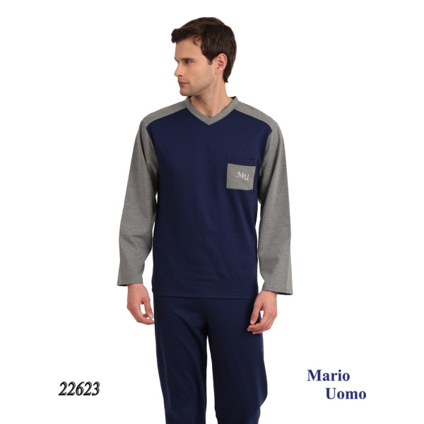 PYJAMAS mario uomo man cotton 22623 anthraki blue ΠΡΟΪΟΝΤΑ